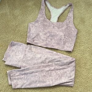 Uniqlo x Rei Nakanishi Light Pink Patterned Workout Sports Bra and Legging Set